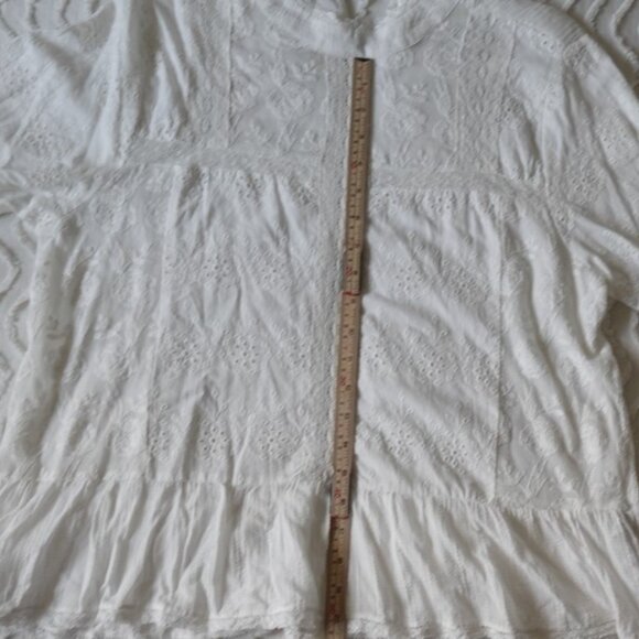 ZARA Broderie Anglaise and Lace XS White Top Embroidered 100% Cotton blouse - Picture 11 of 15